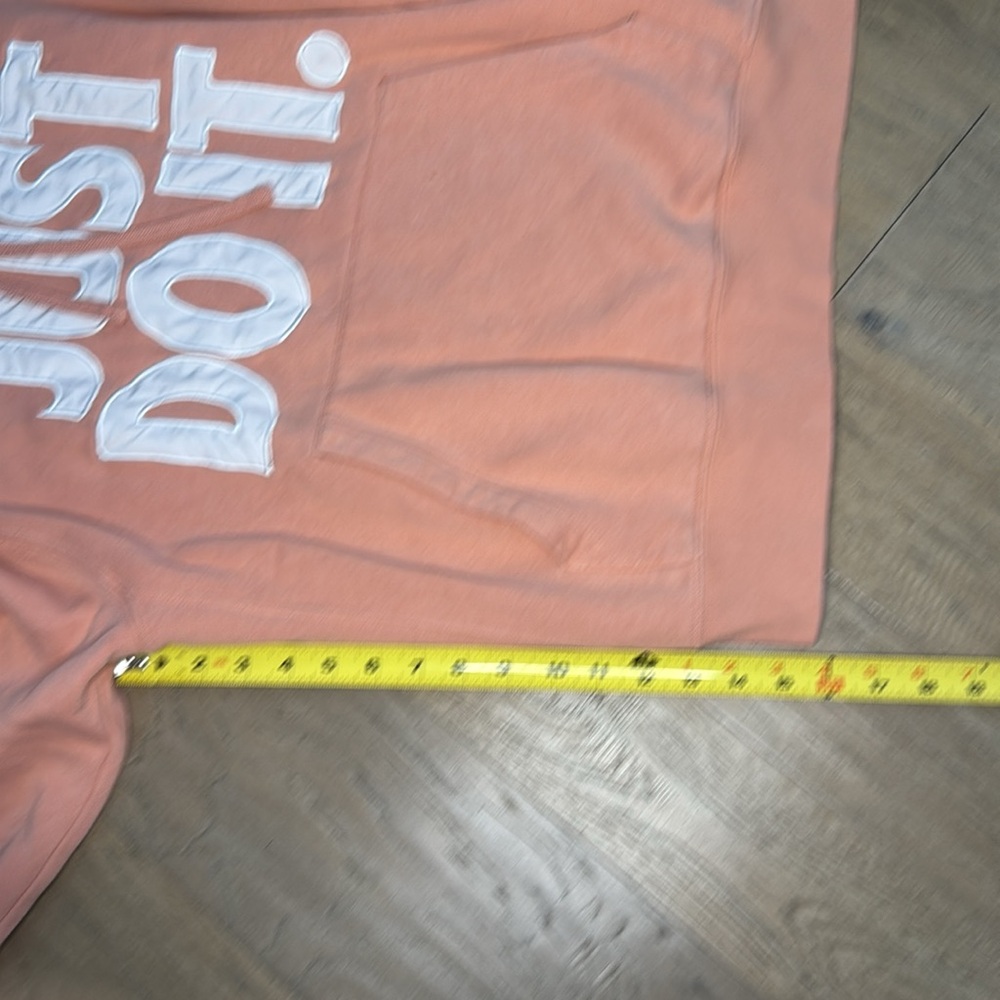 Nike Pink Quartz/ White Hoodie with 'Just Do It' Slogan Size Medium - Picture 7 of 10
